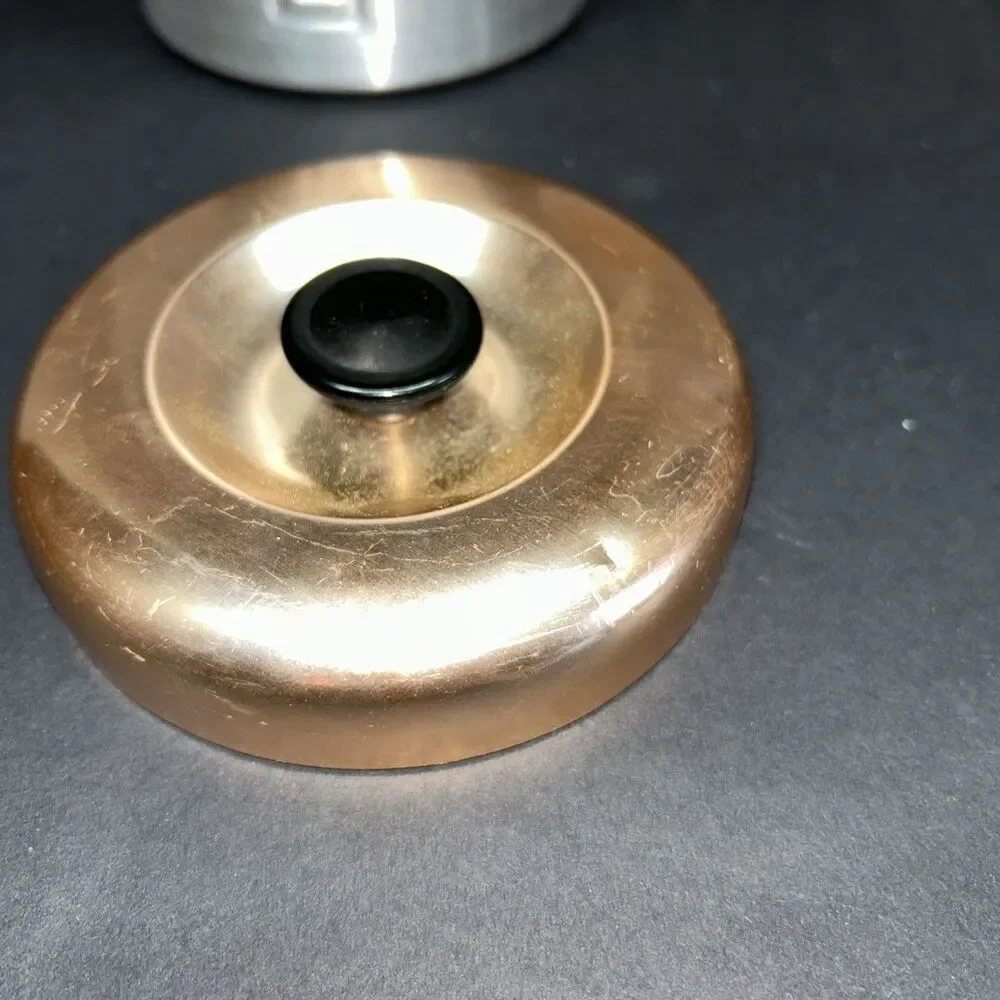Vtg 60s Aluminum Coffee Canister Copper Lid Bakelite Knob Italy Made